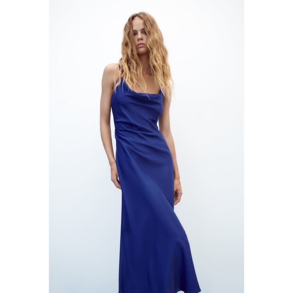 NWT Zara Satin Effect Midi Dress